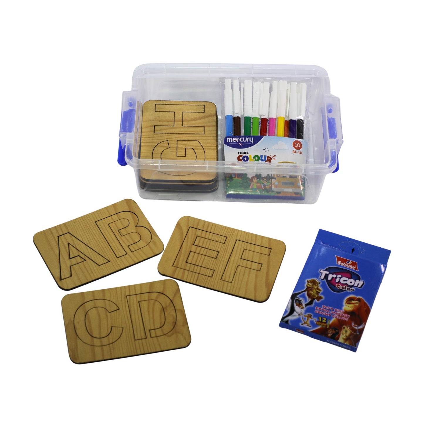 A to Z Complete Alphabets Kids Wooden Drawing Stencils Kit